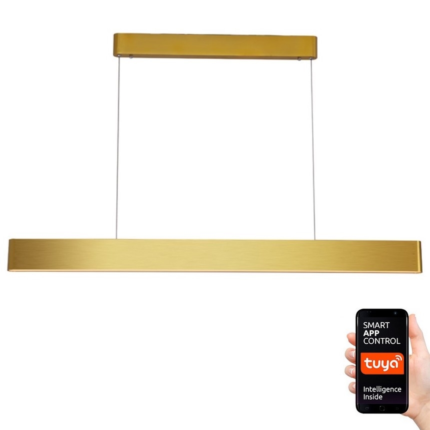 Immax NEO 07157-G120X - LED RGB+CCTW Ljusreglerad ljuskrona på textilsladd MILANO LED/40W/230V Tuya guld