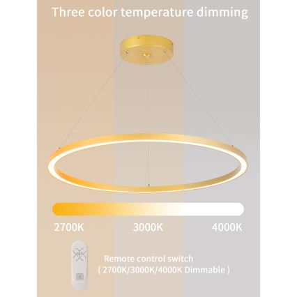Immax NEO 07159-G80 - LED dimbar taklampa FINO LED/60W/230V Tuya guld + fjärrkontroll