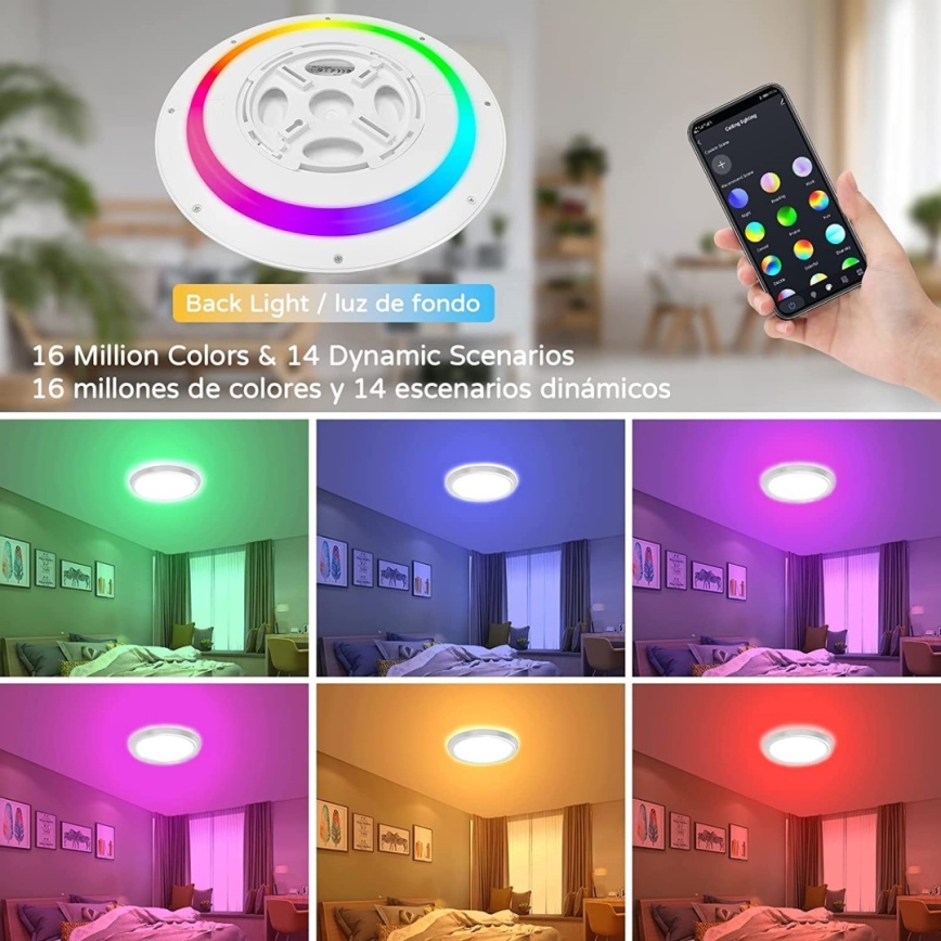 Immax NEO 07166-B40 - LED RGB+CCT dimbar taklampa NEO LITE TUDO LED/50W/230V Wi-Fi Tuya svart + fjärrkontroll