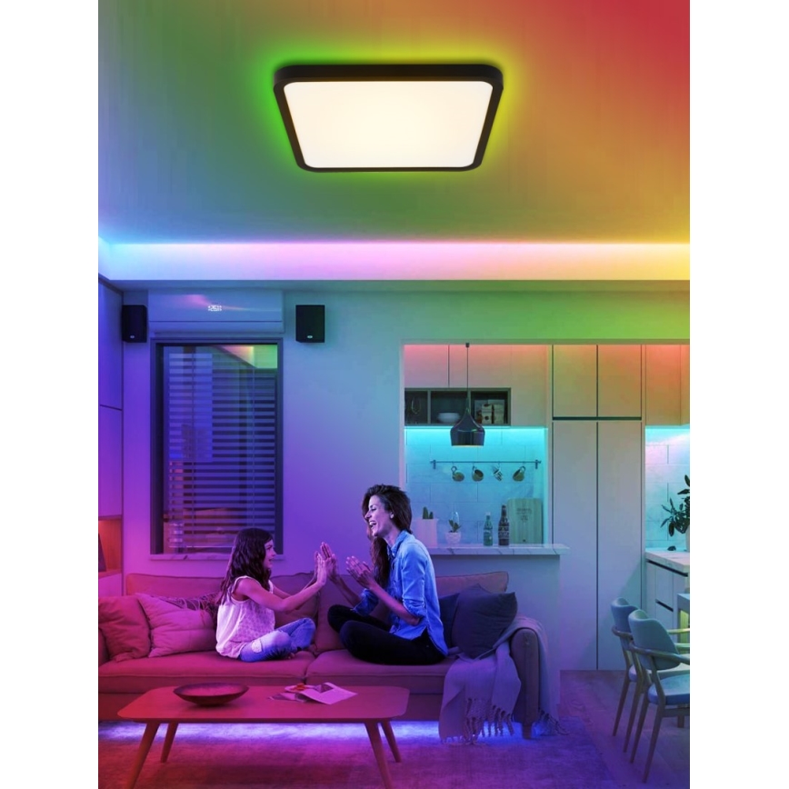 Immax NEO 07167-B40 - LED RGB+CCT dimbar taklampa NEO LITE TUDO LED/50W/230V Wi-Fi Tuya svart + fjärrkontroll