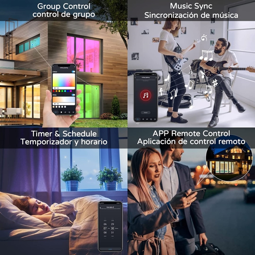 Immax NEO 07167-B40 - LED RGB+CCT dimbar taklampa NEO LITE TUDO LED/50W/230V Wi-Fi Tuya svart + fjärrkontroll