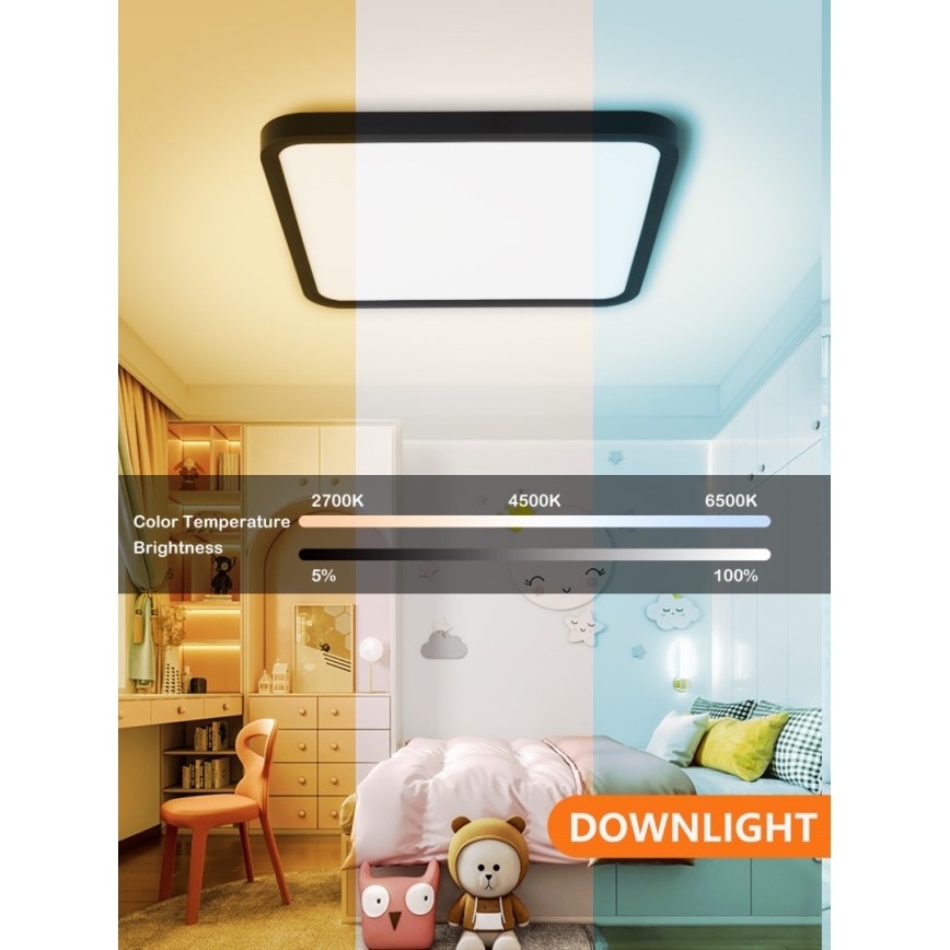 Immax NEO 07167-B40 - LED RGB+CCT dimbar taklampa NEO LITE TUDO LED/50W/230V Wi-Fi Tuya svart + fjärrkontroll