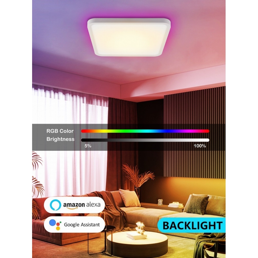 Immax NEO 07168-W40 - LED RGB+CCT Dimbar taklampa NEO LITE TUDO LED/50W/230V Wi-Fi Tuya vit + fjärrkontroll