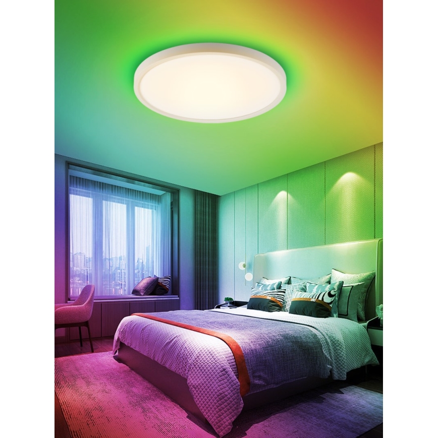 Immax NEO 07169-W60 - LED RGB+CCT Ljusreglerad taklampa NEO LITE TUDO 65W/230V 2700-6500K Wi-Fi Tuya + fjärrkontroll vit