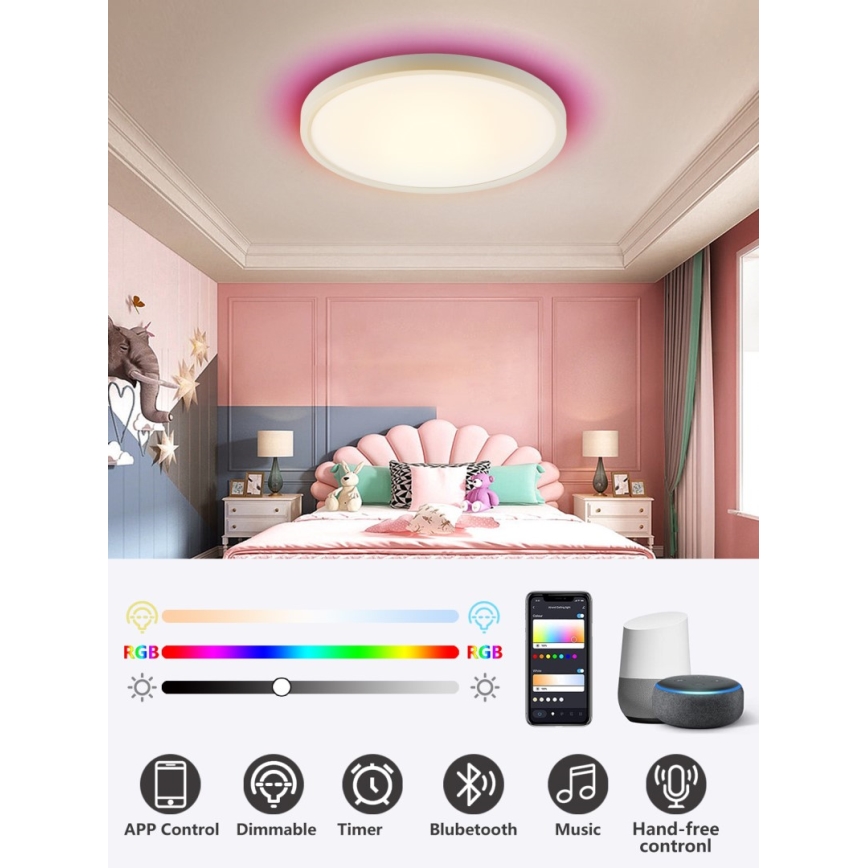 Immax NEO 07169-W60 - LED RGB+CCT Ljusreglerad taklampa NEO LITE TUDO 65W/230V 2700-6500K Wi-Fi Tuya + fjärrkontroll vit