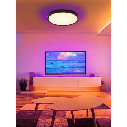 Immax NEO 07170-B60 - LED RGB+CCT Ljusreglerad taklampa NEO LITE TUDO LED/65W/230V 2700-6500K Wi-Fi Tuya svart + fjärrkontroll