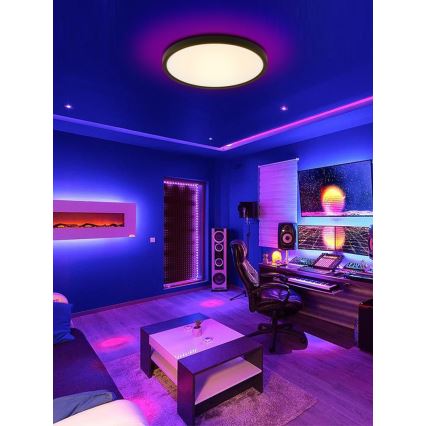 Immax NEO 07170-B60 - LED RGB+CCT Ljusreglerad taklampa NEO LITE TUDO LED/65W/230V 2700-6500K Wi-Fi Tuya svart + fjärrkontroll