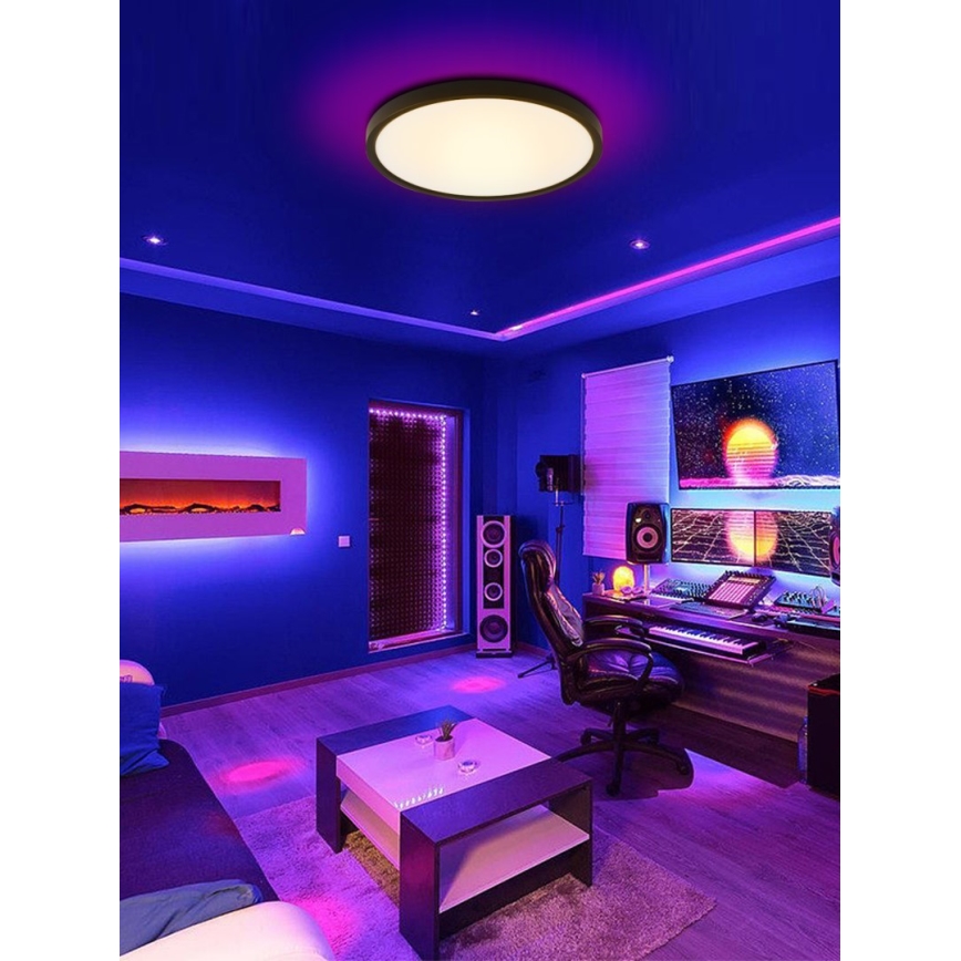 Immax NEO 07170-B60 - LED RGB+CCT Ljusreglerad taklampa NEO LITE TUDO LED/65W/230V 2700-6500K Wi-Fi Tuya svart + fjärrkontroll