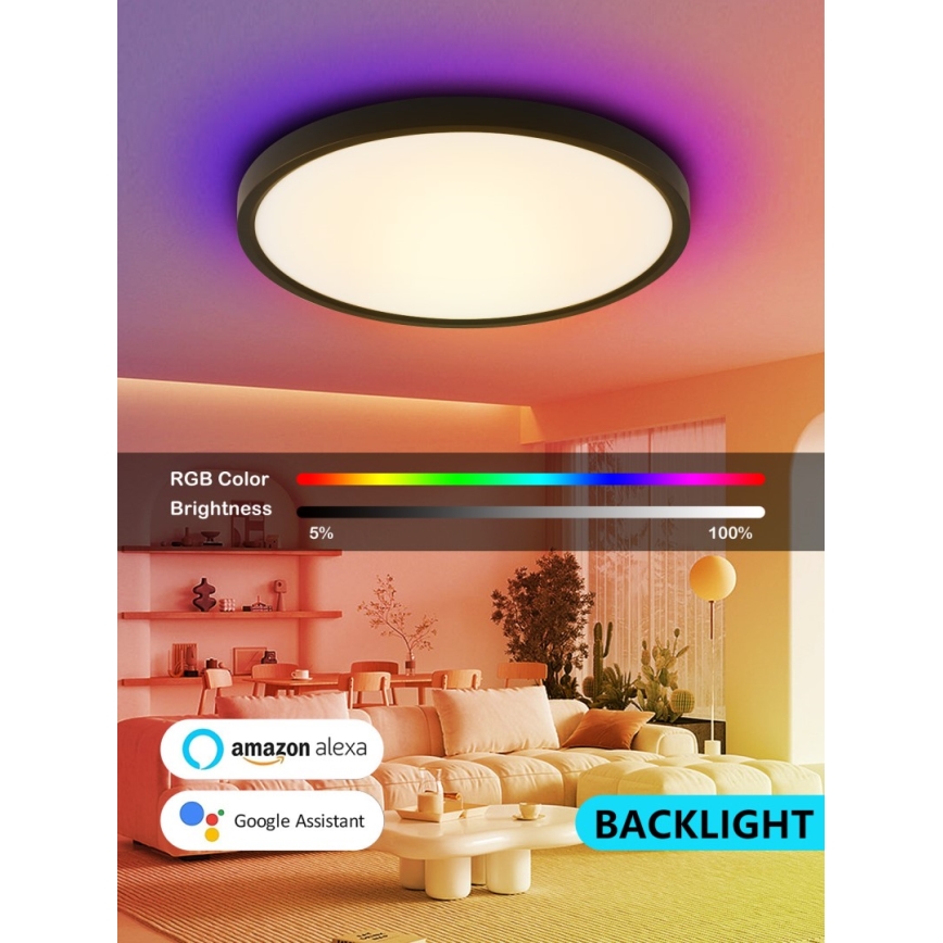 Immax NEO 07170-B60 - LED RGB+CCT Ljusreglerad taklampa NEO LITE TUDO LED/65W/230V 2700-6500K Wi-Fi Tuya svart + fjärrkontroll