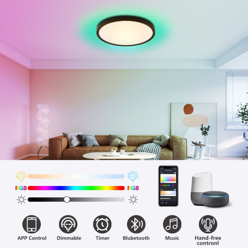 Immax NEO 07170-B60 - LED RGB+CCT Ljusreglerad taklampa NEO LITE TUDO LED/65W/230V 2700-6500K Wi-Fi Tuya svart + fjärrkontroll
