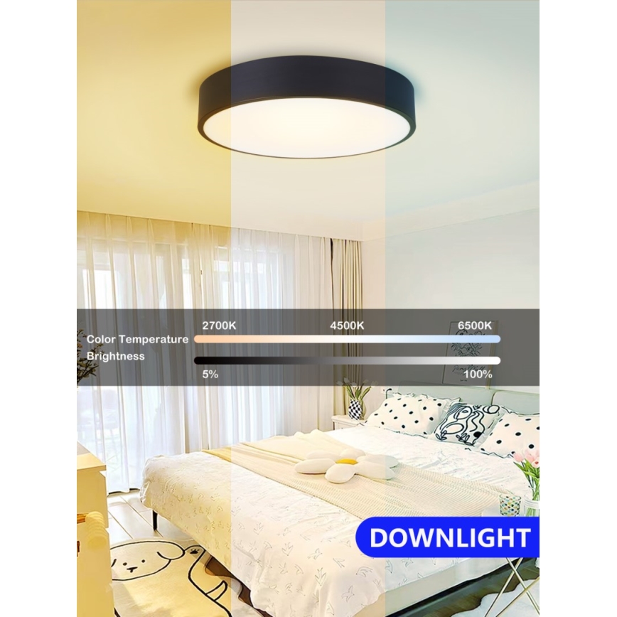 Immax NEO 07201L - LED dimbar taklampa RONDATE LED/28W/230V svart Tuya + fjärrkontroll