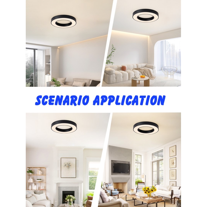 Immax NEO 07209L - LED Dimbar taklampa PASTEL LED/53W/230V 60 cm svart Tuya + fjärrkontroll