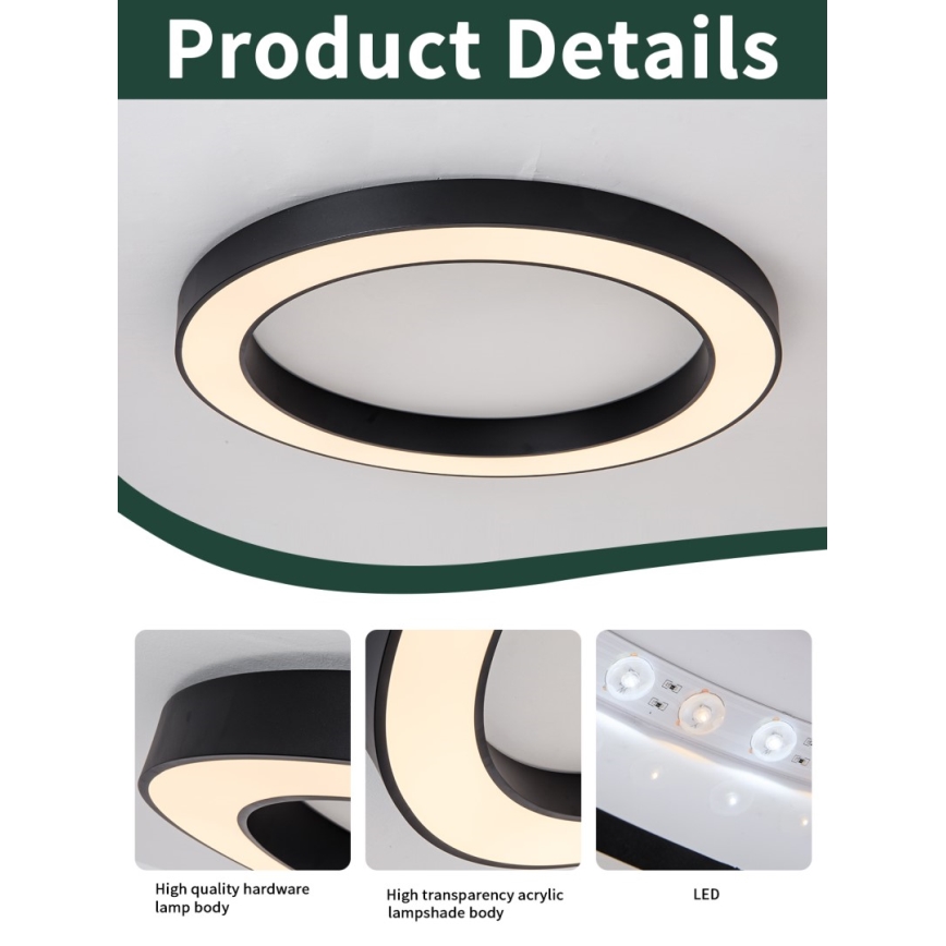 Immax NEO 07210L - LED Dimbar taklampa PASTEL LED/68W/230V 95 cm svart Tuya + fjärrkontroll