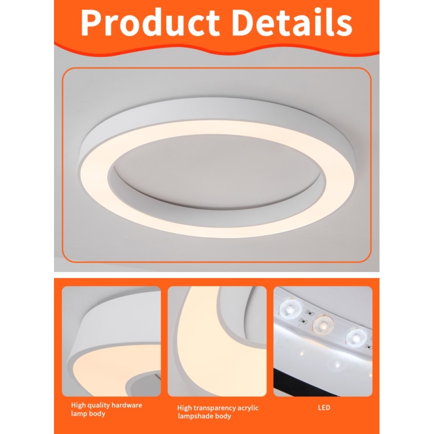 Immax NEO 07213L - LED Dimbar taklampa PASTEL LED/68W/230V 95 cm vit Tuya + fjärrkontroll