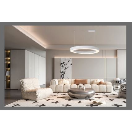 Immax NEO 07214L - LED ljusreglerad ljuskrona på textilsladd PASTEL LED/68W/230V 2700-6500K vit 95 cm Tuya + fjärrkontroll