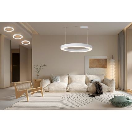 Immax NEO 07214L - LED ljusreglerad ljuskrona på textilsladd PASTEL LED/68W/230V 2700-6500K vit 95 cm Tuya + fjärrkontroll