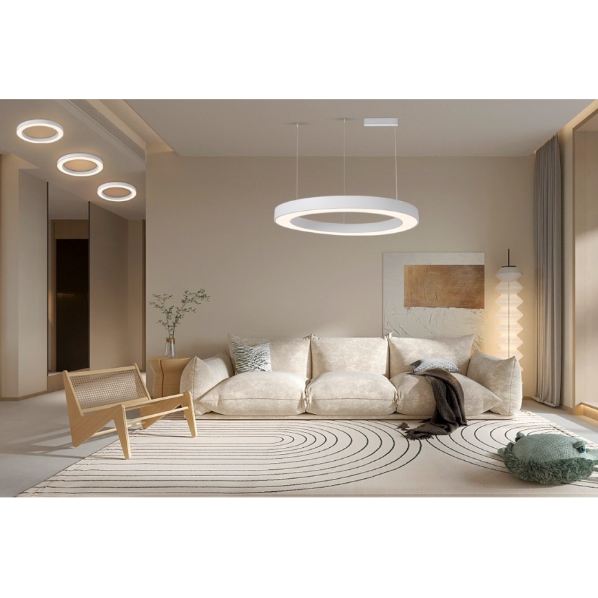 Immax NEO 07214L - LED ljusreglerad ljuskrona på textilsladd PASTEL LED/68W/230V 2700-6500K vit 95 cm Tuya + fjärrkontroll
