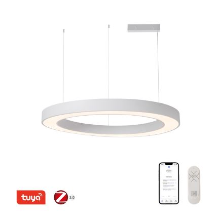 Immax NEO 07214L - LED ljusreglerad ljuskrona på textilsladd PASTEL LED/68W/230V 2700-6500K vit 95 cm Tuya + fjärrkontroll