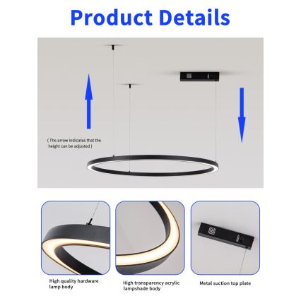 Immax NEO 07215L - LED dimbar taklampa FINO LED/60W/230V 80 cm svart Tuya + fjärrkontroll