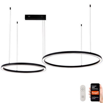 Immax NEO 07216L - LED ljusreglerad ljuskrona på textilsladd FINO LED/93W/230V 60/80cm svart Tuya + fjärrkontroll