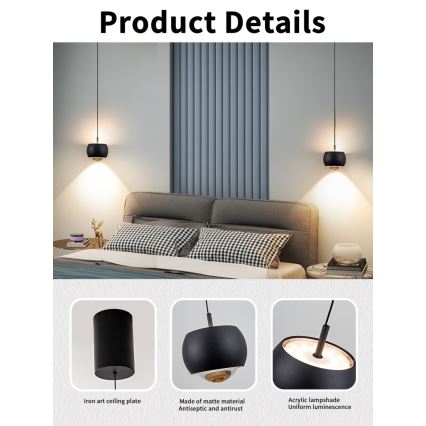 Immax NEO 07219L - LED dimbar taklampa DORMINE LED/6W/230V matt svart Tuya + fjärrkontroll