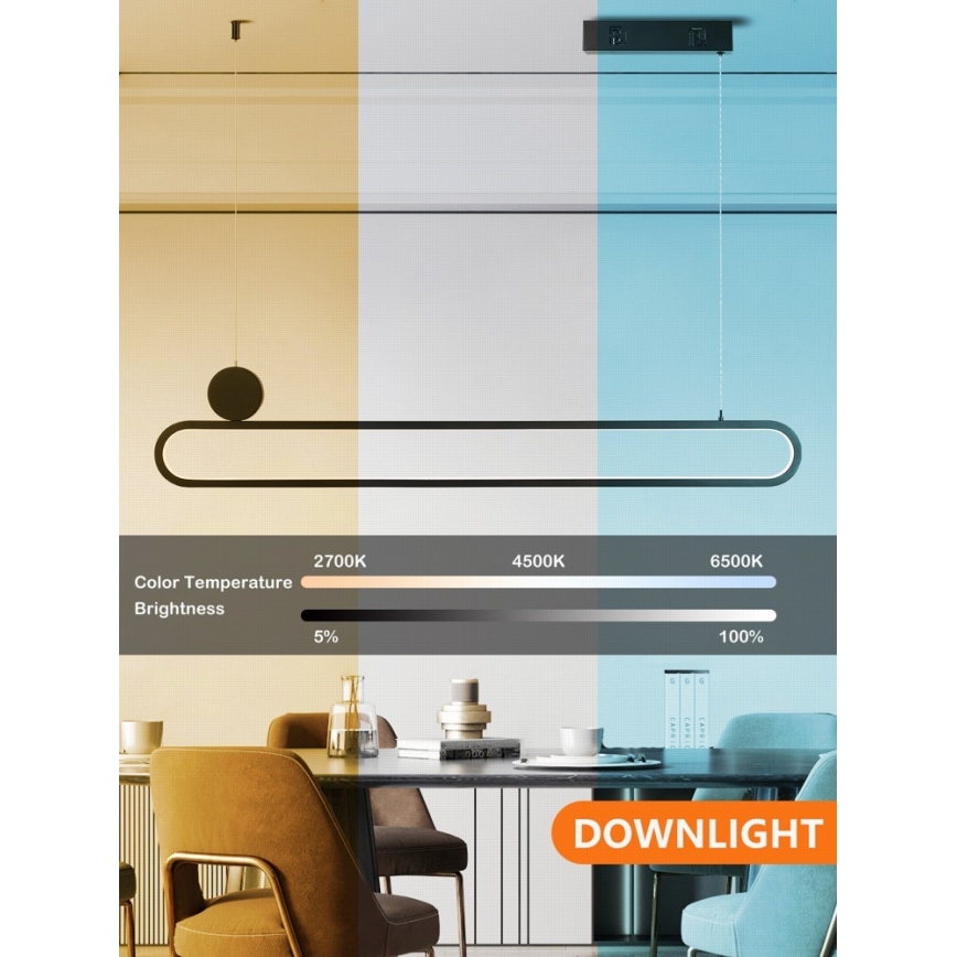 Immax NEO 07231L - LED ljusreglerad ljuskrona på textilsladd NEO LITE OVALE LED/50W/230V 2700-6500K Wi-Fi Tuya + fjärrkontroll