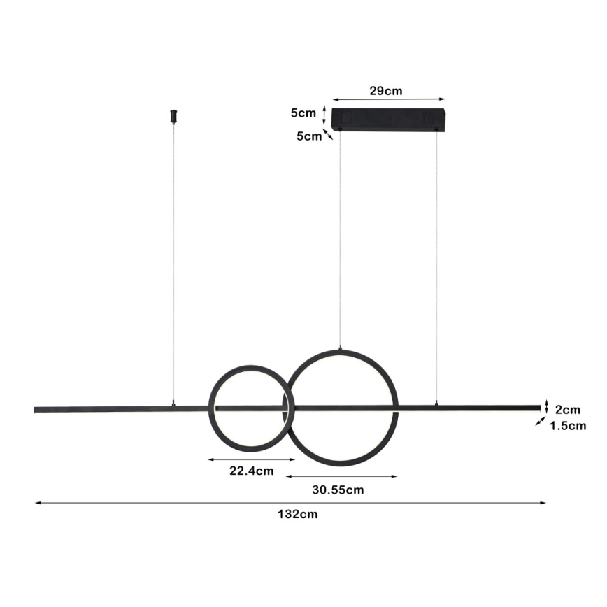 Immax NEO 07236L - LED ljusreglerad ljuskrona på textilsladd NEO LITE RONDAS LED/56W/230V Tuya Wi-Fi 2700-6500K + fjärrkontroll