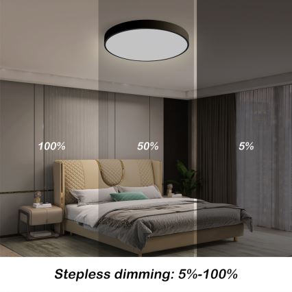 Immax NEO 07248L - LED Dimbar taklampa NEO LITE SEMPLICI LED/36W/230V 3000-6000K Wi-Fi Tuya svart + fjärrkontroll