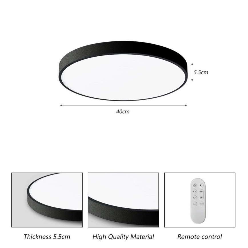 Immax NEO 07248L - LED Dimbar taklampa NEO LITE SEMPLICI LED/36W/230V 3000-6000K Wi-Fi Tuya svart + fjärrkontroll