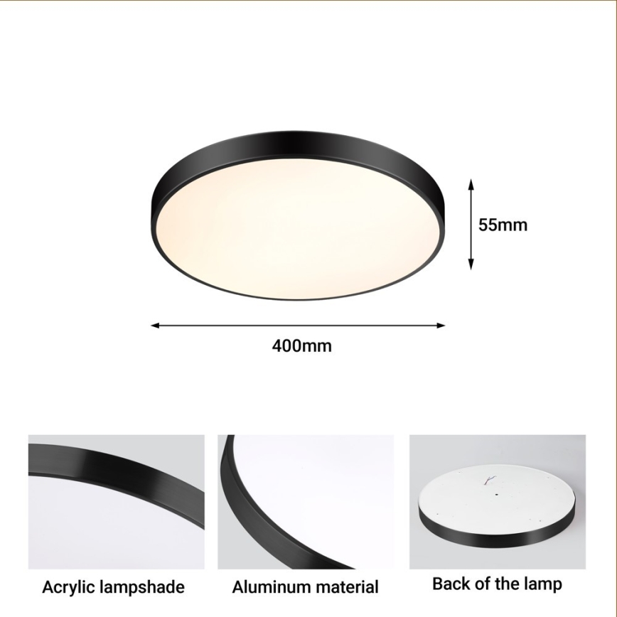 Immax NEO 07248L - LED Dimbar taklampa NEO LITE SEMPLICI LED/36W/230V 3000-6000K Wi-Fi Tuya svart + fjärrkontroll