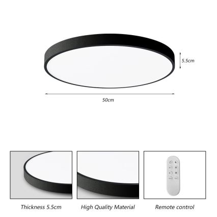 Immax NEO 07249L - LED Dimbar taklampa NEO LITE SEMPLICI LED/48W/230V 3000-6000K Wi-Fi Tuya svart + fjärrkontroll