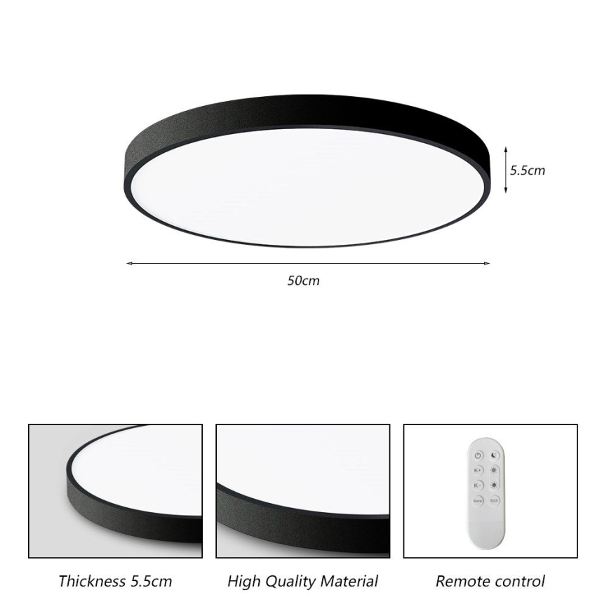 Immax NEO 07249L - LED Dimbar taklampa NEO LITE SEMPLICI LED/48W/230V 3000-6000K Wi-Fi Tuya svart + fjärrkontroll