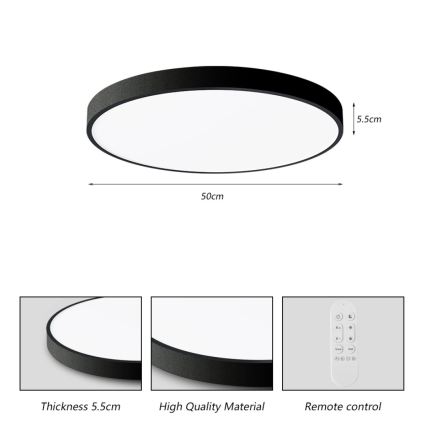 Immax NEO 07249L - LED Dimbar taklampa NEO LITE SEMPLICI LED/48W/230V 3000-6000K Wi-Fi Tuya svart + fjärrkontroll