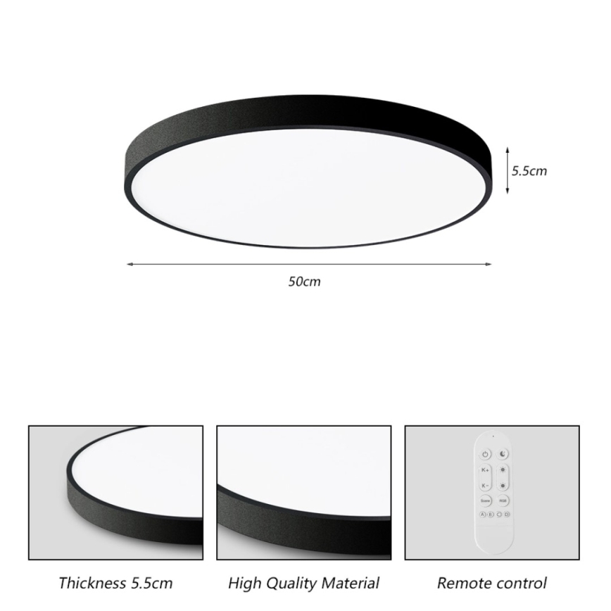 Immax NEO 07249L - LED Dimbar taklampa NEO LITE SEMPLICI LED/48W/230V 3000-6000K Wi-Fi Tuya svart + fjärrkontroll