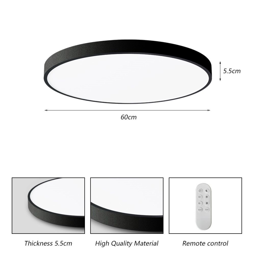 Immax NEO 07250L - LED Dimbar taklampa NEO LITE SEMPLICI LED/60W/230V 3000-6000K Wi-Fi Tuya svart + fjärrkontroll