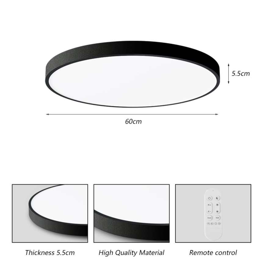 Immax NEO 07250L - LED Dimbar taklampa NEO LITE SEMPLICI LED/60W/230V 3000-6000K Wi-Fi Tuya svart + fjärrkontroll