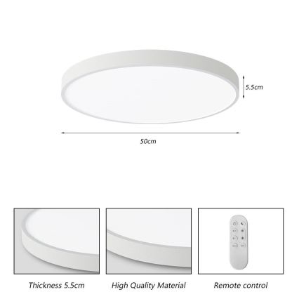 Immax NEO 07252L - LED Dimbar taklampa NEO LITE SEMPLICI LED/48W/230V 3000-6000K Wi-Fi Tuya vit + fjärrkontroll