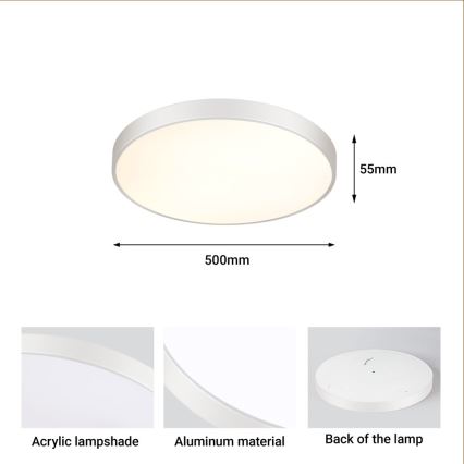 Immax NEO 07252L - LED Dimbar taklampa NEO LITE SEMPLICI LED/48W/230V 3000-6000K Wi-Fi Tuya vit + fjärrkontroll