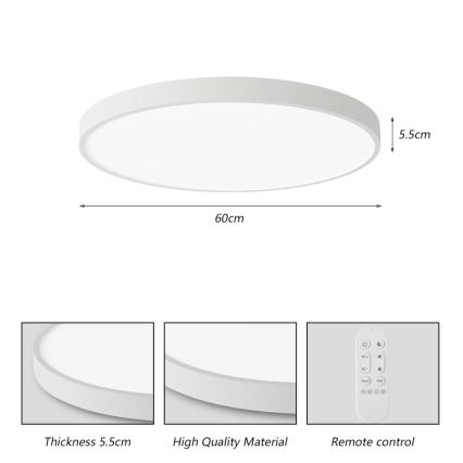 Immax NEO 07253L - LED Dimbar taklampa NEO LITE SEMPLICI LED/60W/230V 3000-6000K Wi-Fi Tuya vit + fjärrkontroll