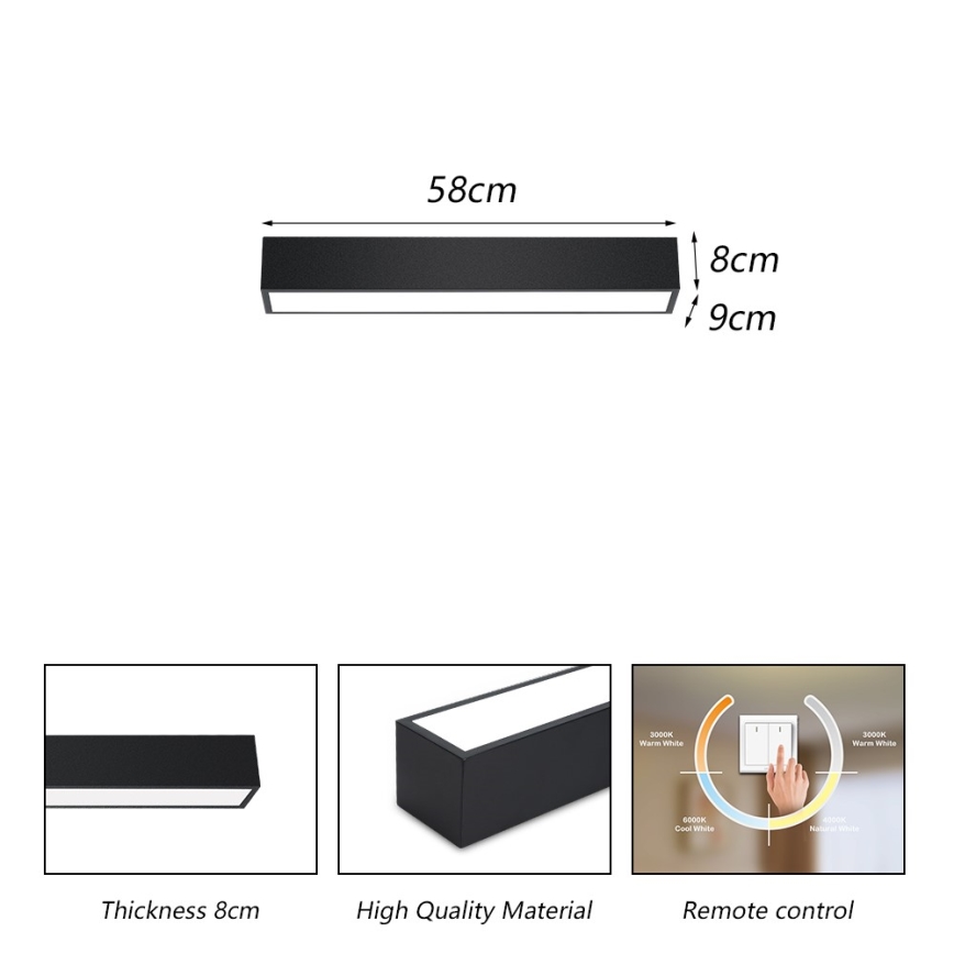 Immax NEO 07254L - LED dimbar taklampa NEO LITE LUNGO LED/20W/230V 3000-6000K Wi-Fi Tuya svart + fjärrkontroll