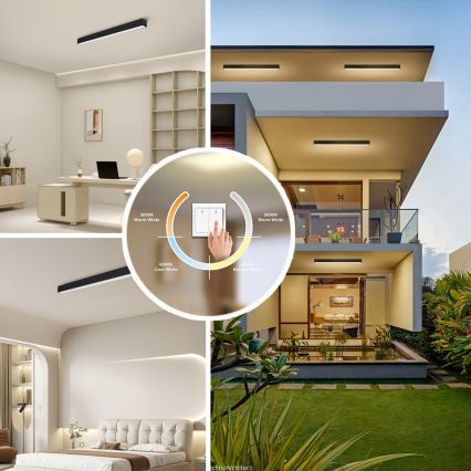 Immax NEO 07255L - LED dimbar taklampa NEO LITE LUNGO LED/20W/230V 3000-6000K Wi-Fi Tuya svart + fjärrkontroll