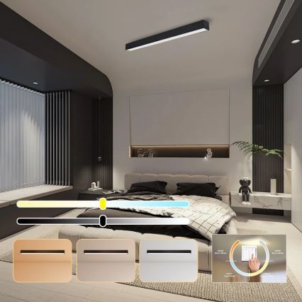 Immax NEO 07256L - LED Dimbar taklampa NEO LITE LUNGO LED/38W/230V 3000-6000K Wi-Fi Tuya svart + fjärrkontroll