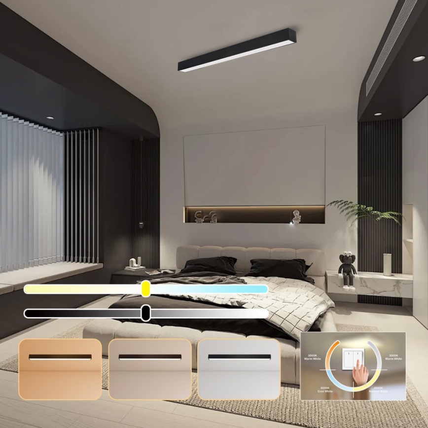 Immax NEO 07256L - LED Dimbar taklampa NEO LITE LUNGO LED/38W/230V 3000-6000K Wi-Fi Tuya svart + fjärrkontroll