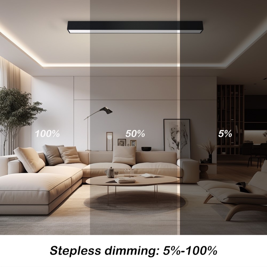 Immax NEO 07256L - LED Dimbar taklampa NEO LITE LUNGO LED/38W/230V 3000-6000K Wi-Fi Tuya svart + fjärrkontroll