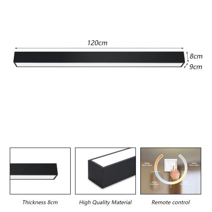 Immax NEO 07256L - LED Dimbar taklampa NEO LITE LUNGO LED/38W/230V 3000-6000K Wi-Fi Tuya svart + fjärrkontroll