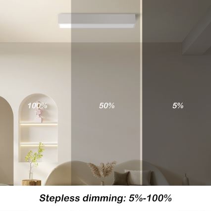 Immax NEO 07257L - LED dimbar taklampa NEO LITE LUNGO LED/20W/230V 3000-6000K Wi-Fi Tuya vit + fjärrkontroll