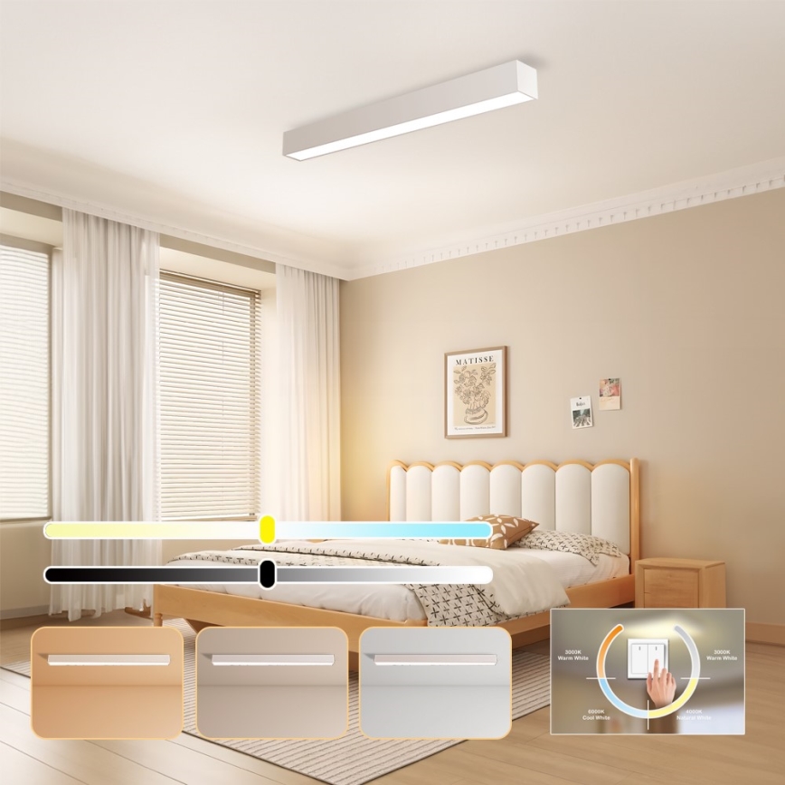 Immax NEO 07258L - LED Dimbar taklampa NEO LITE LUNGO LED/29W/230V 3000-6000K Wi-Fi Tuya vit + fjärrkontroll