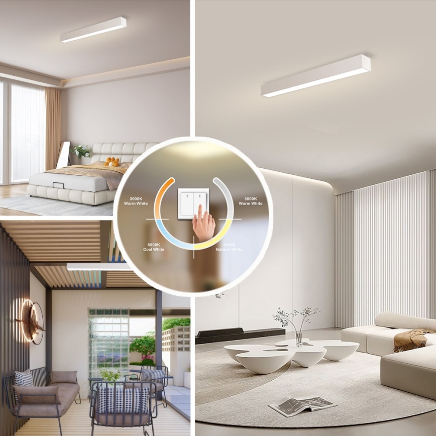 Immax NEO 07258L - LED Dimbar taklampa NEO LITE LUNGO LED/29W/230V 3000-6000K Wi-Fi Tuya vit + fjärrkontroll