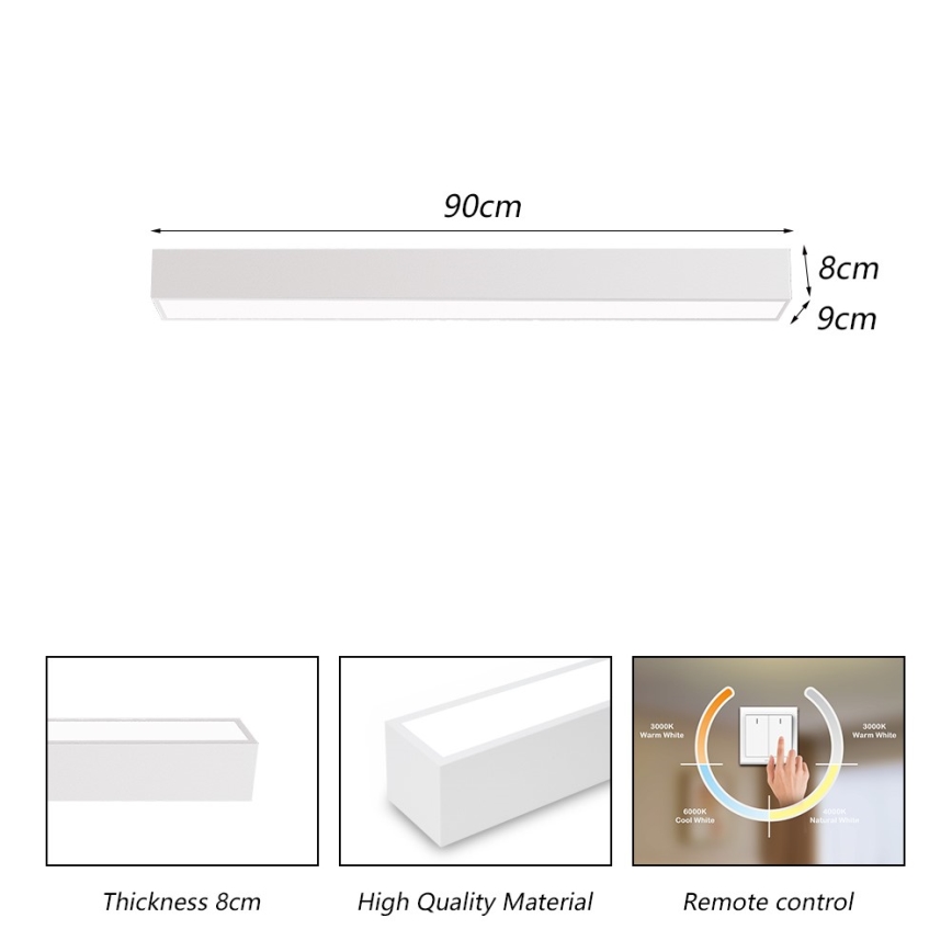 Immax NEO 07258L - LED Dimbar taklampa NEO LITE LUNGO LED/29W/230V 3000-6000K Wi-Fi Tuya vit + fjärrkontroll