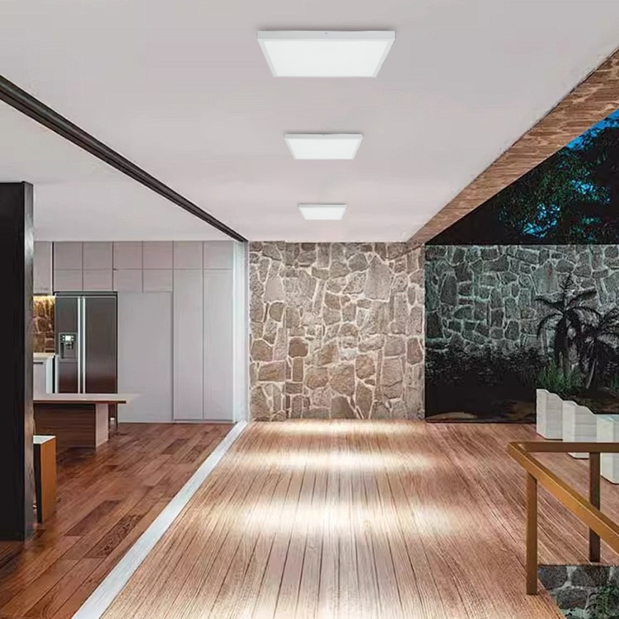 Immax NEO 07277L - LED ljusreglerad taklampa till badrum NEO LITE FRAME LED/50W/230V IP44 Wi-Fi Tuya +remote kontroll vit